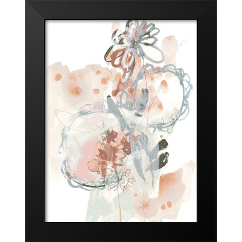 Petal Drift II Black Modern Wood Framed Art Print by Vess, June Erica