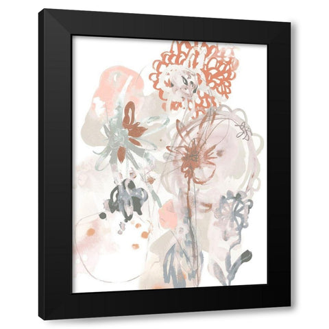 Petal Drift III Black Modern Wood Framed Art Print by Vess, June Erica