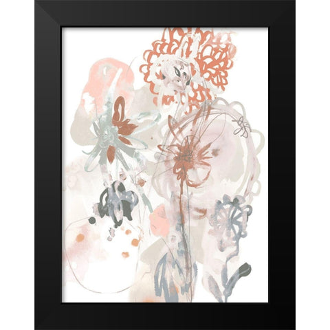 Petal Drift III Black Modern Wood Framed Art Print by Vess, June Erica