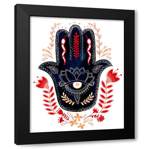 Folk Hand Hamsa I Black Modern Wood Framed Art Print by Parker, Jennifer Paxton