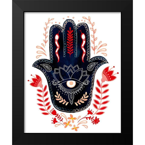 Folk Hand Hamsa I Black Modern Wood Framed Art Print by Parker, Jennifer Paxton