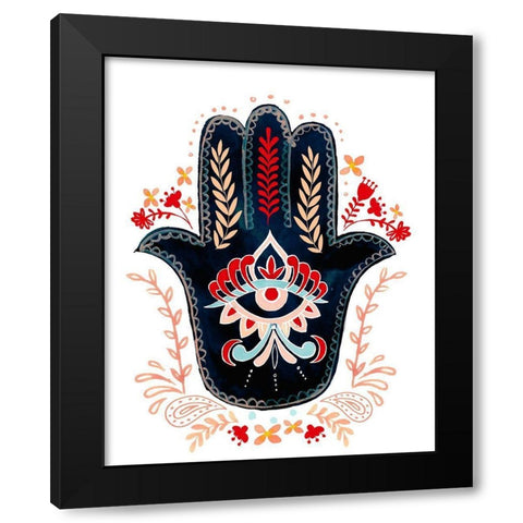 Folk Hand Hamsa II Black Modern Wood Framed Art Print with Double Matting by Parker, Jennifer Paxton