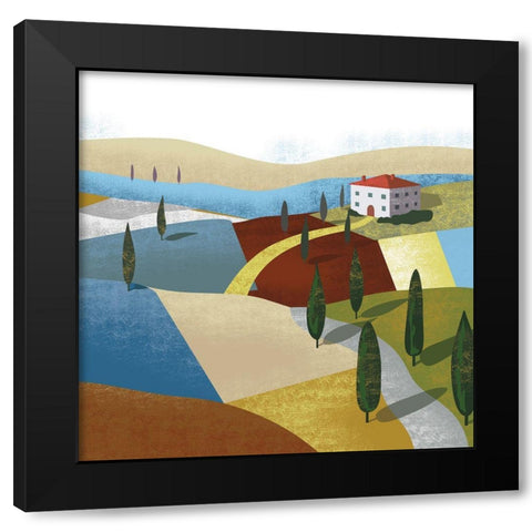 Illustrated Italian Landscape I Black Modern Wood Framed Art Print by Arctic Frame