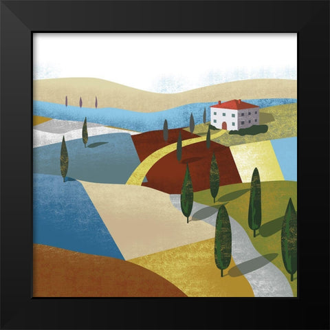 Illustrated Italian Landscape I Black Modern Wood Framed Art Print by Arctic Frame