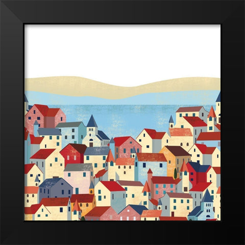 Illustrated Italian Landscape III Black Modern Wood Framed Art Print by Arctic Frame