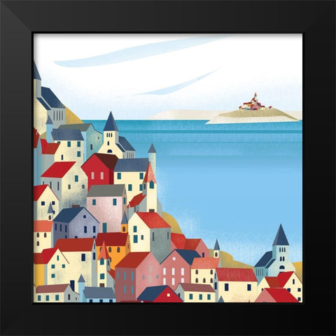 Illustrated Italian Landscape IV Black Modern Wood Framed Art Print by Arctic Frame