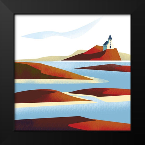 Illustrated Italian Landscape V Black Modern Wood Framed Art Print by Arctic Frame