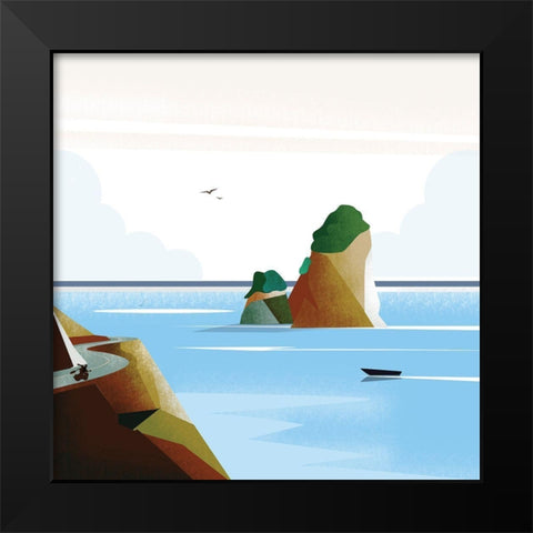 Illustrated Italian Landscape VI Black Modern Wood Framed Art Print by Arctic Frame