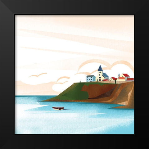 Illustrated Italian Landscape VII Black Modern Wood Framed Art Print by Arctic Frame