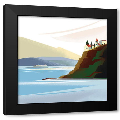 Illustrated Italian Landscape IX Black Modern Wood Framed Art Print by Arctic Frame