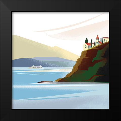 Illustrated Italian Landscape IX Black Modern Wood Framed Art Print by Arctic Frame