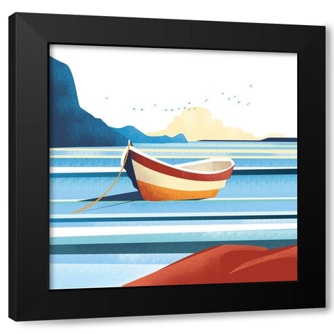 Illustrated Italian Landscape X Black Modern Wood Framed Art Print by Arctic Frame