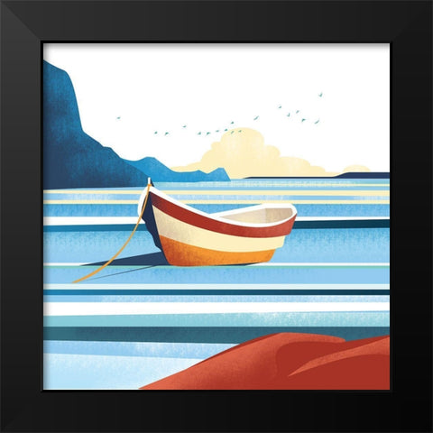 Illustrated Italian Landscape X Black Modern Wood Framed Art Print by Arctic Frame