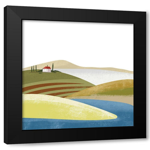 Illustrated Mediteranean I Black Modern Wood Framed Art Print by Arctic Frame