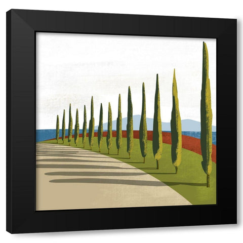 Illustrated Mediteranean V Black Modern Wood Framed Art Print with Double Matting by Arctic Frame
