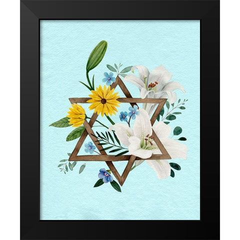 Floral Hanukkah II Black Modern Wood Framed Art Print by Popp, Grace