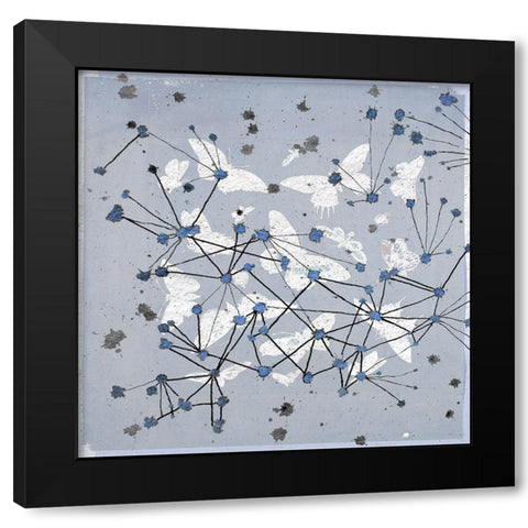 19th Century Butterfly Constellations in Blue I Black Modern Wood Framed Art Print by Arbel, Lori