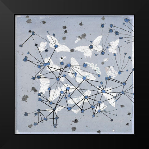 19th Century Butterfly Constellations in Blue I Black Modern Wood Framed Art Print by Arbel, Lori