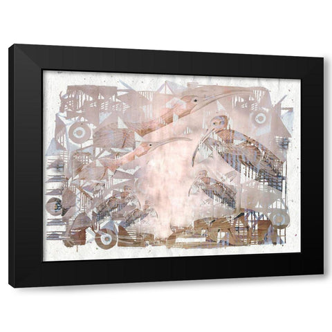 Circles And Triangles with Birds I Black Modern Wood Framed Art Print with Double Matting by Arbel, Lori