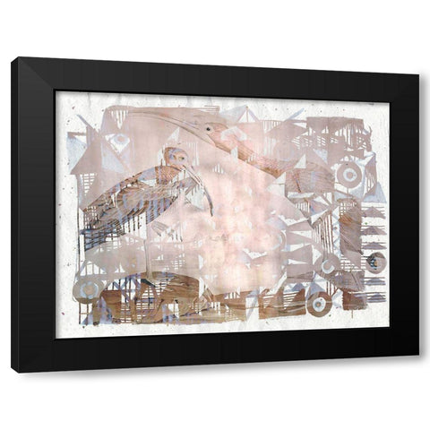 Circles And Triangles with Birds II Black Modern Wood Framed Art Print with Double Matting by Arbel, Lori