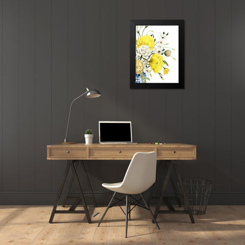 Yellow and Ultramarine Bouquet II Black Modern Wood Framed Art Print by Popp, Grace