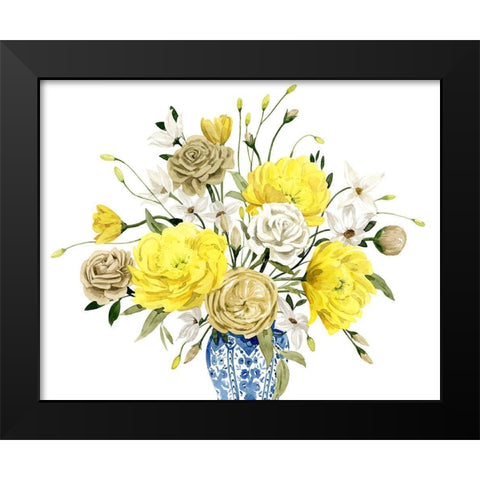 Yellow and Ultramarine Bouquet III Black Modern Wood Framed Art Print by Popp, Grace