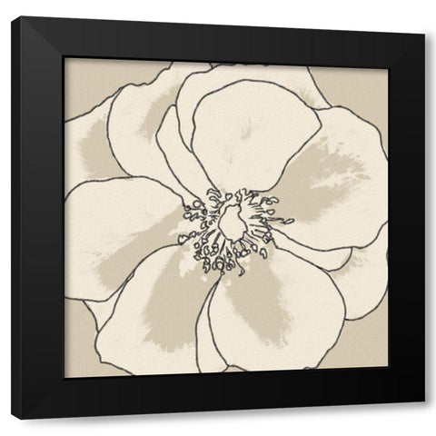 Beige Blooms I Black Modern Wood Framed Art Print by Saunders, Alonzo