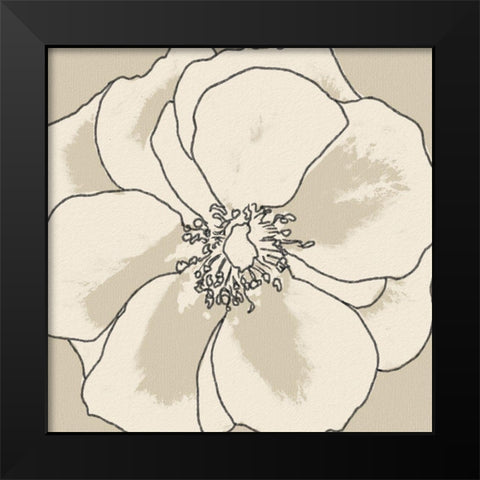 Beige Blooms I Black Modern Wood Framed Art Print by Saunders, Alonzo