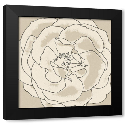 Beige Blooms II Black Modern Wood Framed Art Print with Double Matting by Saunders, Alonzo