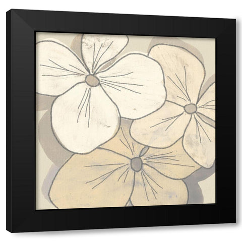 Beige Blooms III Black Modern Wood Framed Art Print with Double Matting by Saunders, Alonzo