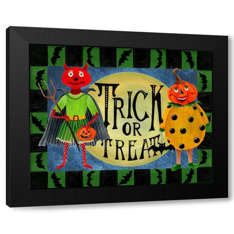 Halloween Trick or Treaters I Black Modern Wood Framed Art Print by Moore, Regina