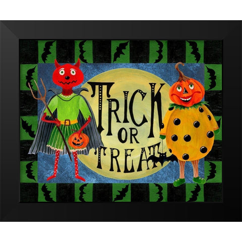 Halloween Trick or Treaters I Black Modern Wood Framed Art Print by Moore, Regina