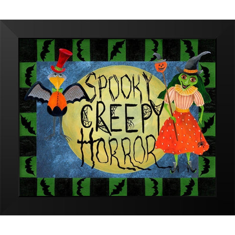 Halloween Trick or Treaters II Black Modern Wood Framed Art Print by Moore, Regina