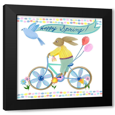 Bunnies on Bikes II Black Modern Wood Framed Art Print with Double Matting by Moore, Regina