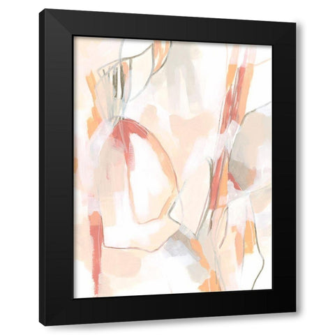 Peach Puzzle II Black Modern Wood Framed Art Print by Vess, June Erica