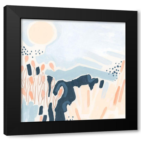 Abstract Fields II Black Modern Wood Framed Art Print with Double Matting by Vess, June Erica