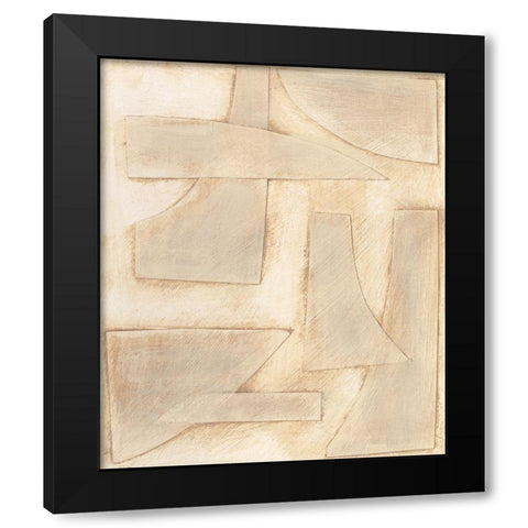 Buff Abstract Shapes I Black Modern Wood Framed Art Print by Moore, Regina