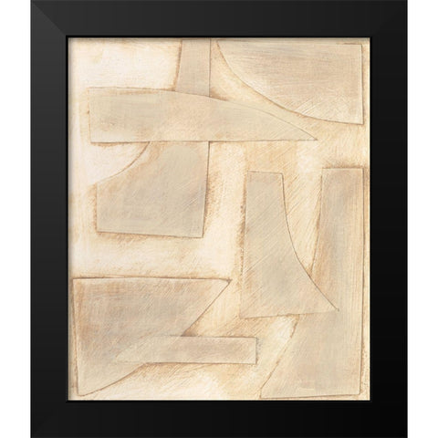 Buff Abstract Shapes I Black Modern Wood Framed Art Print by Moore, Regina