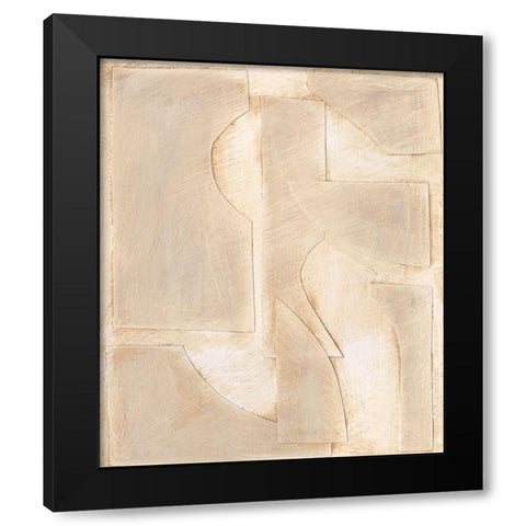 Buff Abstract Shapes II Black Modern Wood Framed Art Print with Double Matting by Moore, Regina