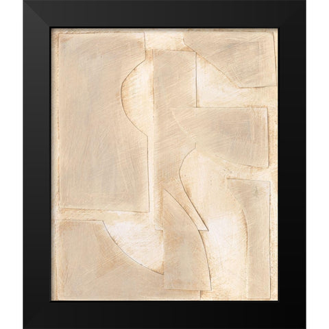 Buff Abstract Shapes II Black Modern Wood Framed Art Print by Moore, Regina