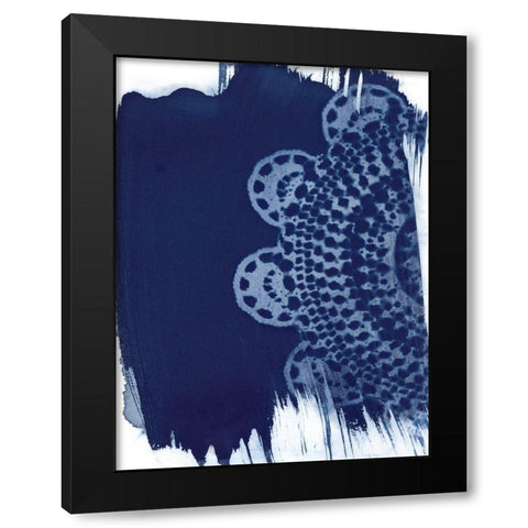Cyan Doily I Black Modern Wood Framed Art Print by Moore, Regina