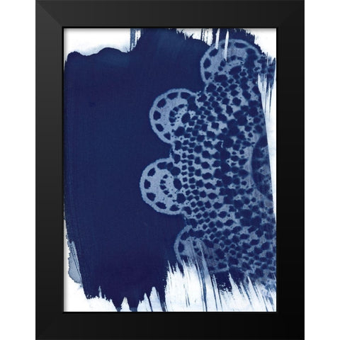 Cyan Doily I Black Modern Wood Framed Art Print by Moore, Regina