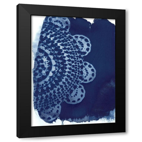 Cyan Doily II Black Modern Wood Framed Art Print with Double Matting by Moore, Regina