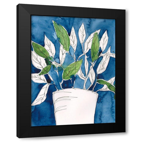 Green Leaves in Pots I Black Modern Wood Framed Art Print with Double Matting by Moore, Regina