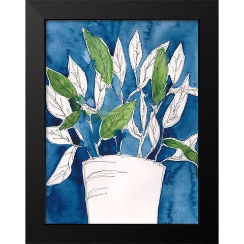 Green Leaves in Pots I Black Modern Wood Framed Art Print by Moore, Regina