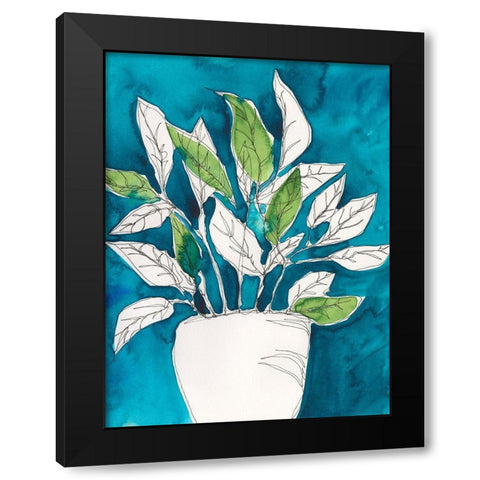 Green Leaves in Pots II Black Modern Wood Framed Art Print with Double Matting by Moore, Regina