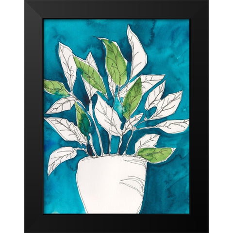 Green Leaves in Pots II Black Modern Wood Framed Art Print by Moore, Regina