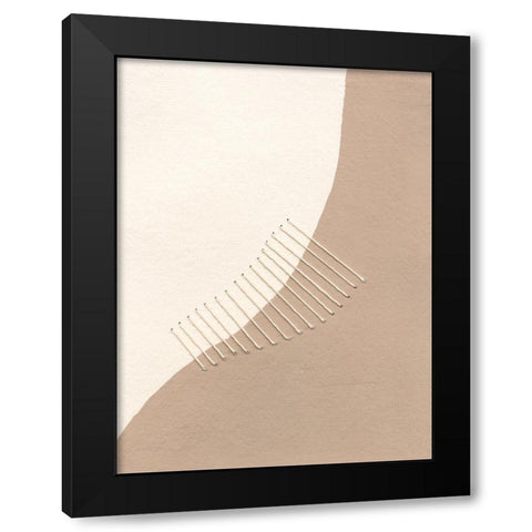Neutral Stitches I Black Modern Wood Framed Art Print by Moore, Regina