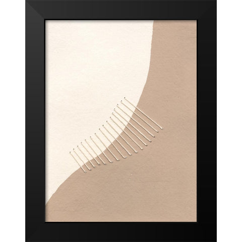 Neutral Stitches I Black Modern Wood Framed Art Print by Moore, Regina