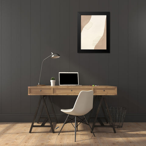 Neutral Stitches II Black Modern Wood Framed Art Print by Moore, Regina